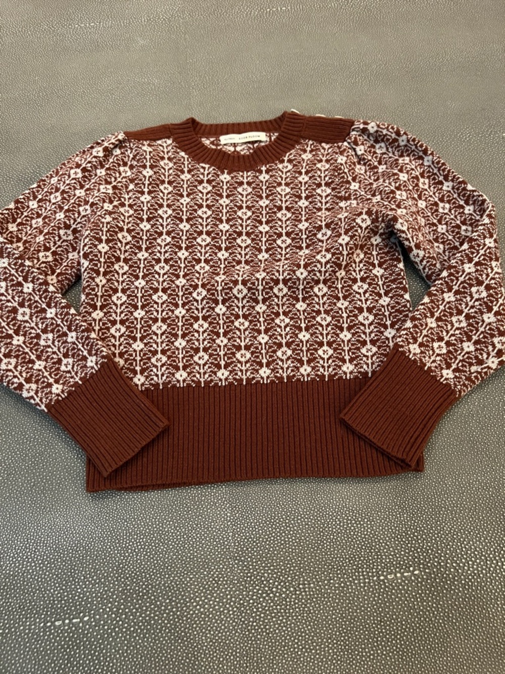 Girls' Brown & White Patterned Knit Sweater